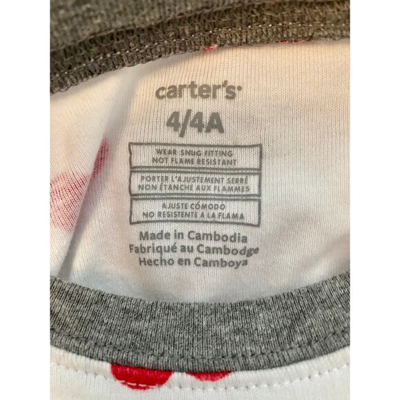 Boy or Girl Hearts Pajamas Carters Size 4 - Picture 2 of 2